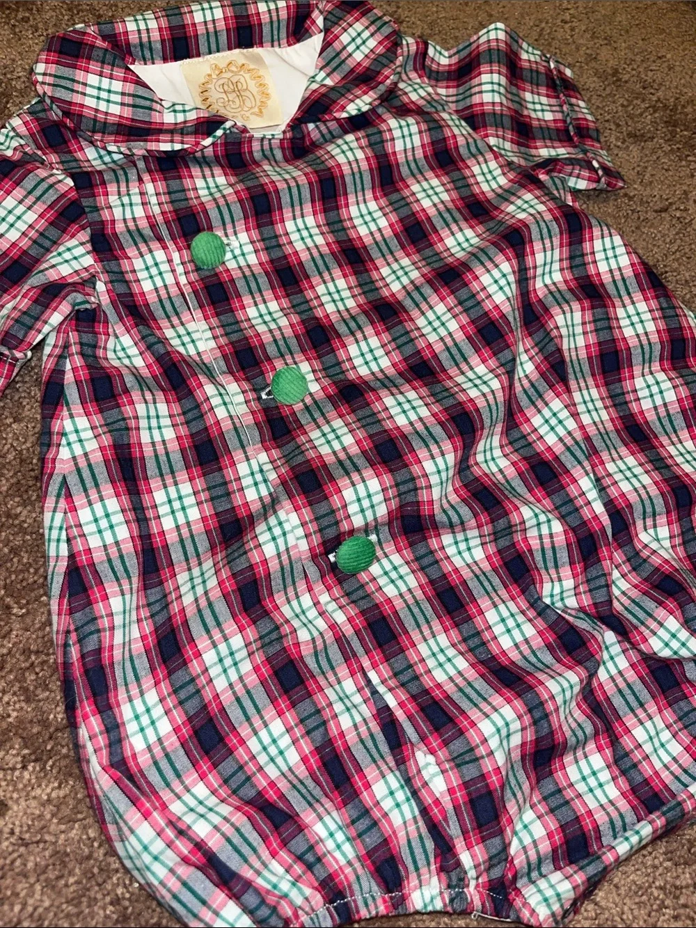 The Beaufort Bonnet Company Pink, Teal & Navy Plaid Short-Sleeve Bubble
